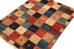 Vintage Gabbeh Tribal Rug in Beige-Brown & Red Geometric Pattern by Rug & Kilim