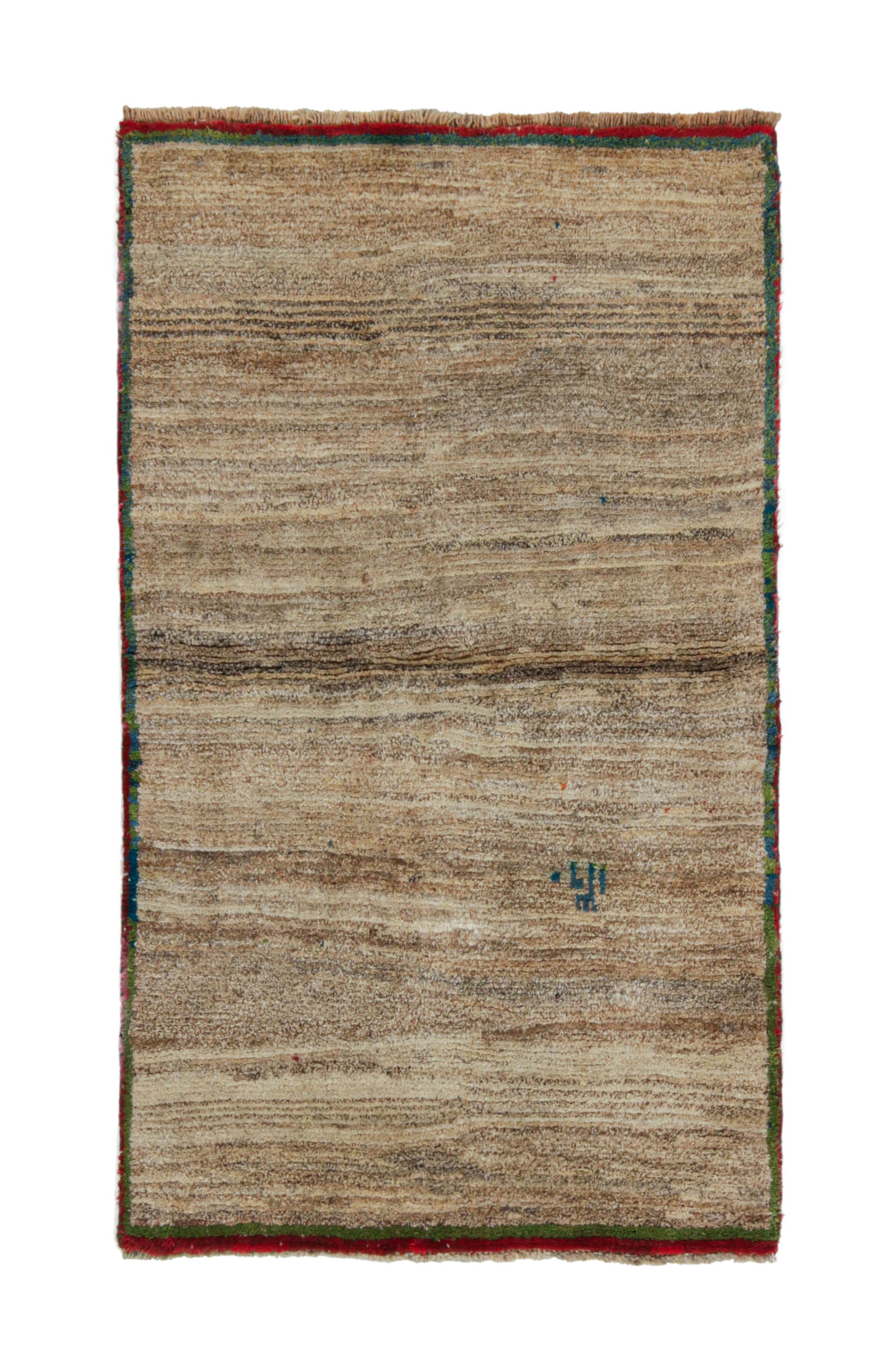 Tapis tribal Gabbeh vintage à rayures beige-marron, champ ouvert de Rug & Kilim