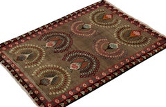 Vintage Gabbeh Tribal Rug in Brown & Colorful, Pictorial Pattern by Rug & Kilim