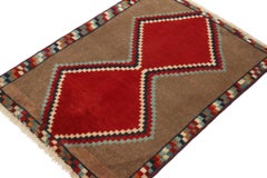 Vintage Gabbeh Tribal Rug in Brown Diamond Lozenge Pattern by Rug & Kilim