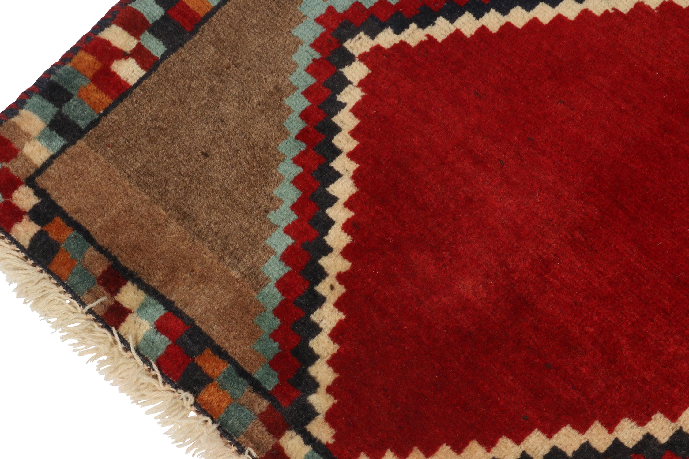 Vintage Gabbeh Tribal Rug in Brown Diamond Lozenge Pattern by Rug & Kilim In Good Condition For Sale In Long Island City, NY