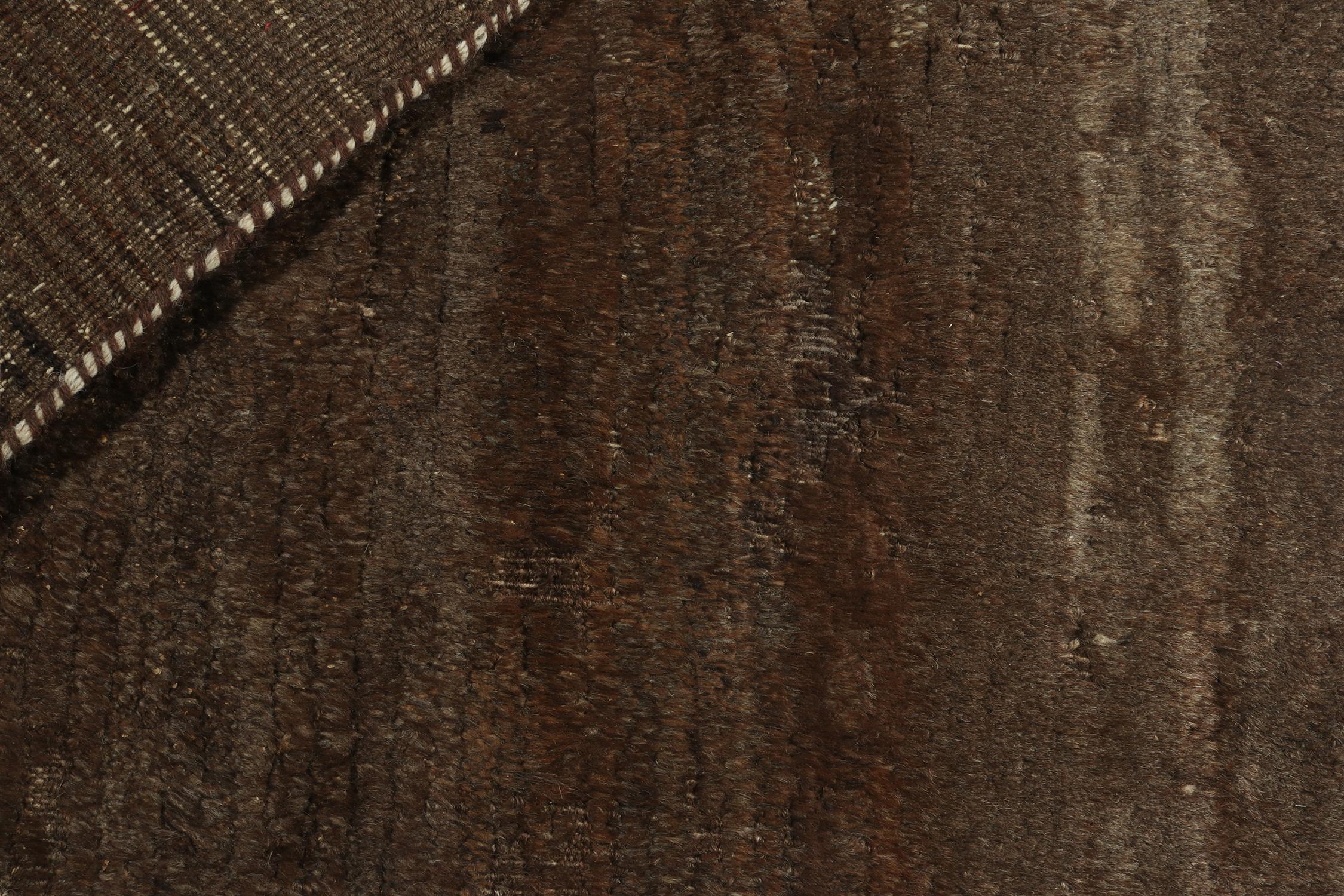 Wool Vintage Gabbeh Tribal Rug in Brown Textural Pile Style by Rug & Kilim For Sale