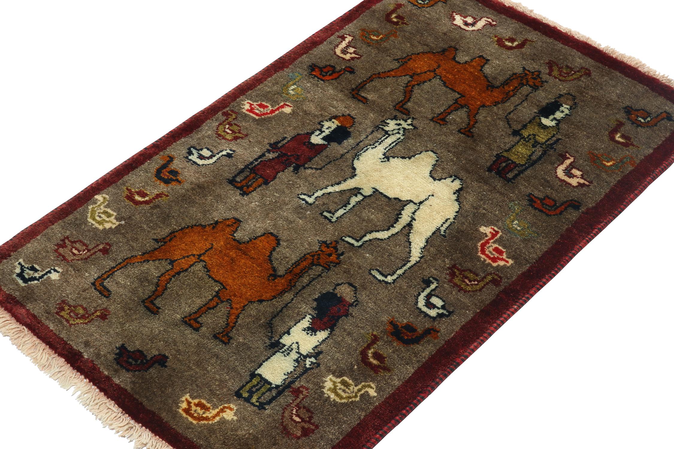 This vintage 2x4 Gabbeh Persian rug is from the latest entries in Rug & Kilim’s rare tribal curations. Hand-knotted in wool circa 1950-1960.

Further On the Design:

This tribal provenance is one of the most primitive, and collectible