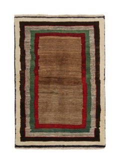 Vintage Gabbeh Tribal Rug in Brown with Red, Green & Gray Borders by Rug & Kilim