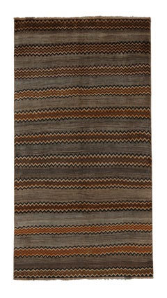 Vintage Gabbeh Tribal Rug in Gray & Beige-Brown Chevron Patterns by Rug & Kilim