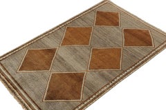 Vintage Gabbeh Tribal Rug in Gray with Brown Diamond Pattern by Rug & Kilim