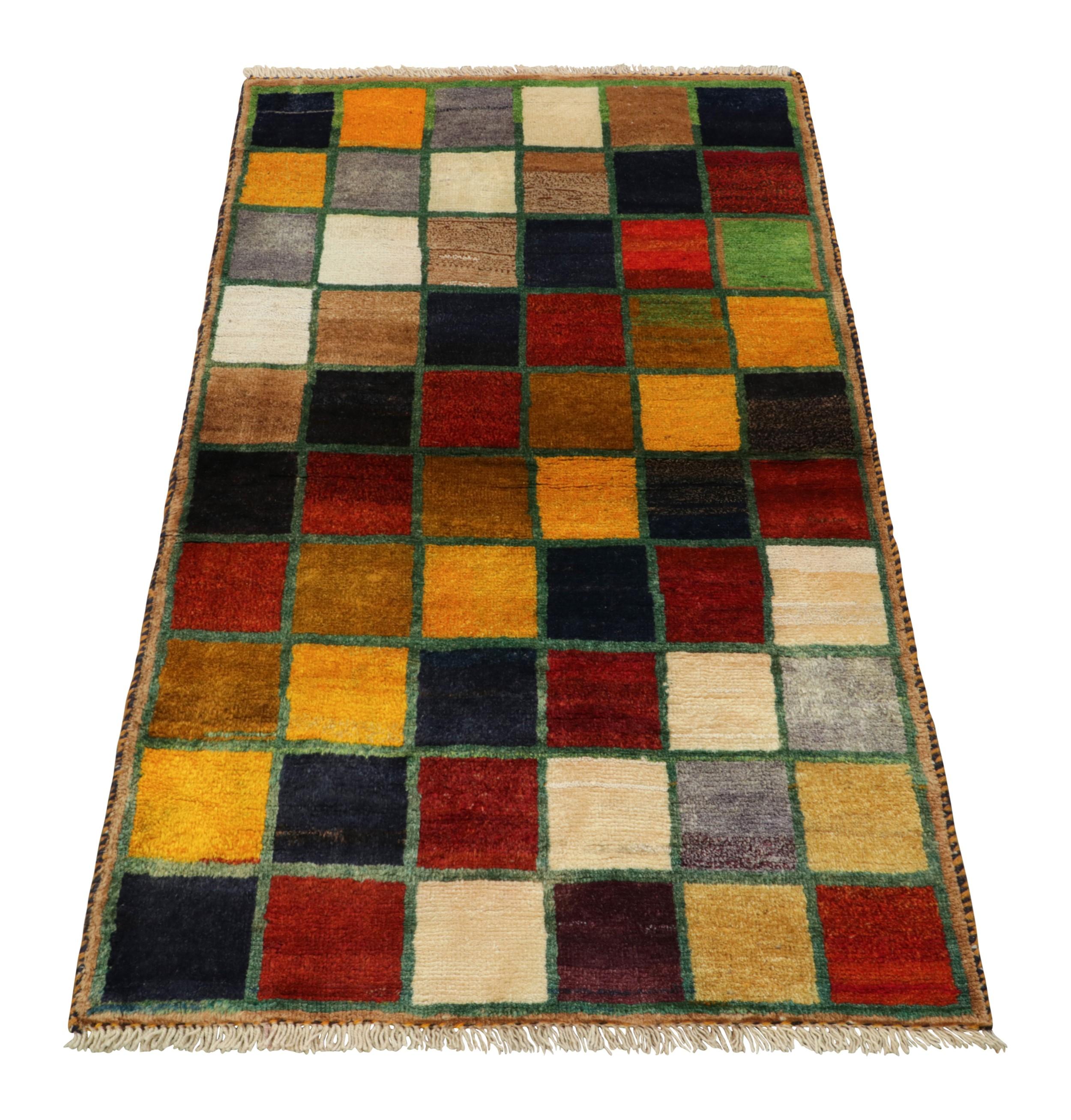 Vintage Gabbeh Turkish Rug with Polychromatic Squared Pattern - Rug & Kilim In Good Condition For Sale In Long Island City, NY
