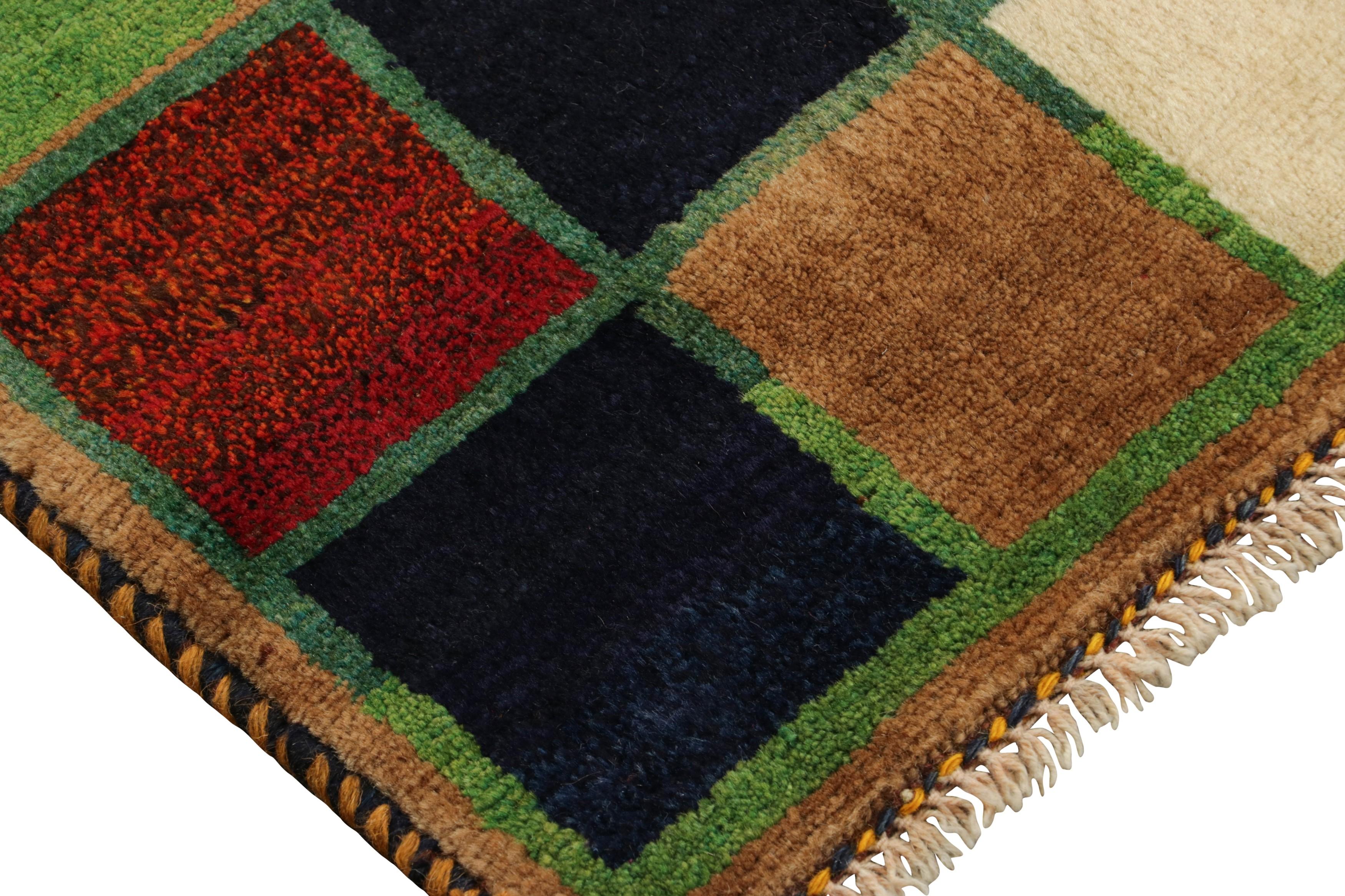 Mid-20th Century Vintage Gabbeh Turkish Rug with Polychromatic Squared Pattern - Rug & Kilim For Sale