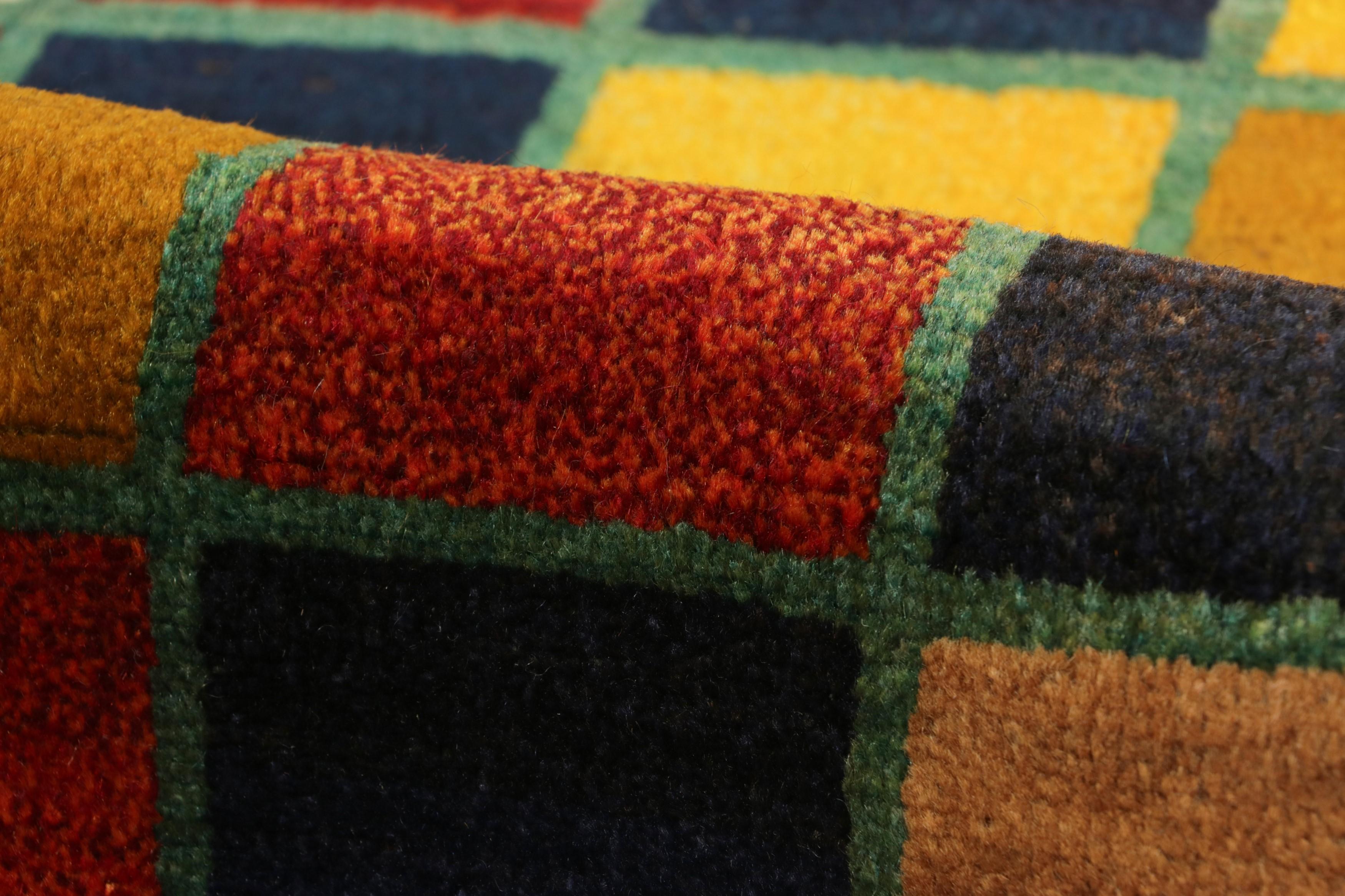 Vintage Gabbeh Turkish Rug with Polychromatic Squared Pattern - Rug & Kilim For Sale 1