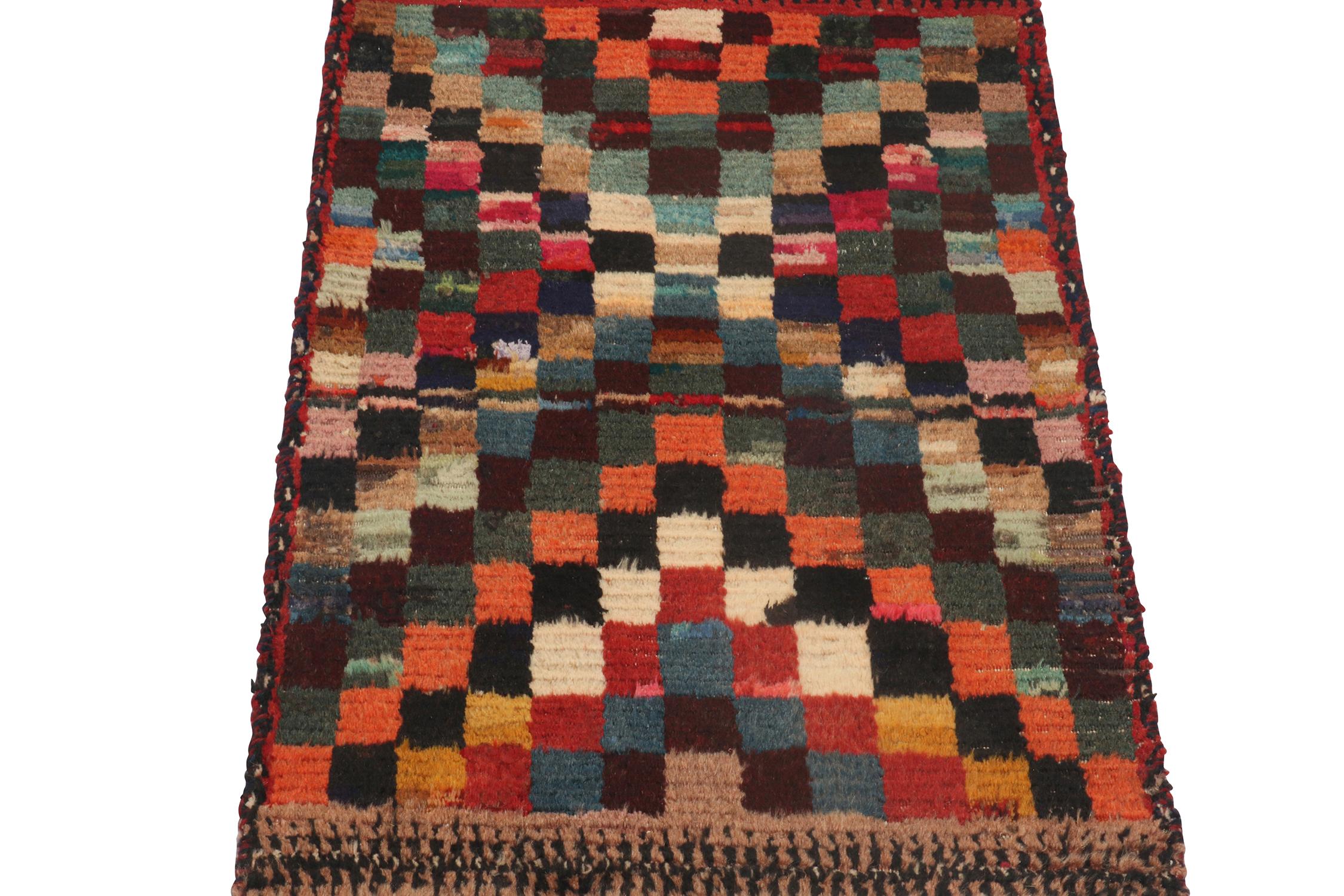 Modern Vintage Gabbeh Tribal Rug in Polychromatic Geometric Pattern by Rug & Kilim For Sale