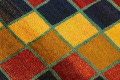 Vintage Gabbeh Turkish Rug with Polychromatic Squared Pattern - Rug & Kilim