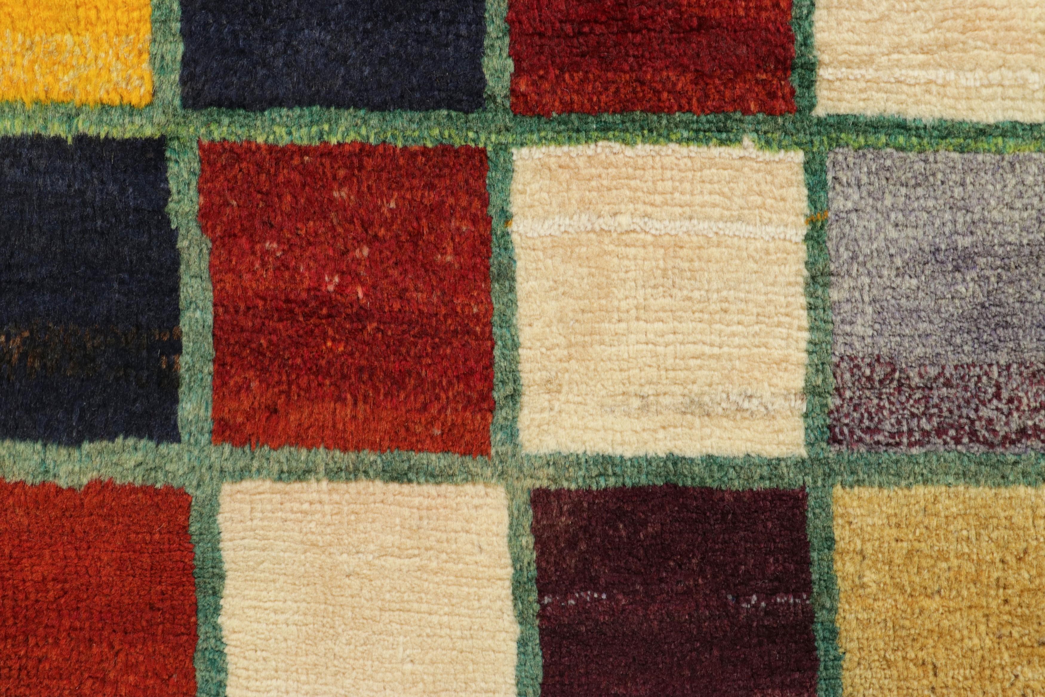 Tribal Vintage Gabbeh Turkish Rug with Polychromatic Squared Pattern - Rug & Kilim For Sale