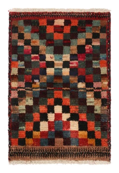 Gabbeh Tribal Teppich im Vintage-Stil mit polychromem geometrischem Muster von Teppich & Kelim