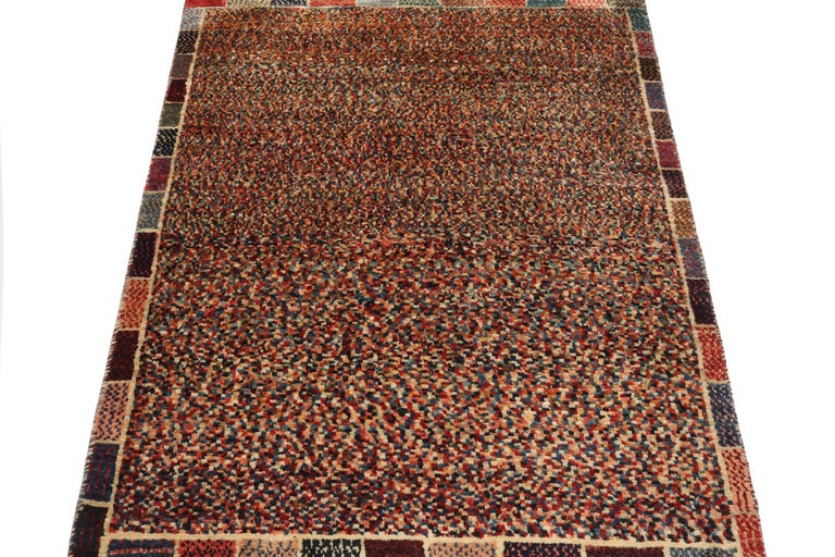 Vintage Gabbeh Tribal Rug in Polychromatic Striae and Dots Pattern by ...