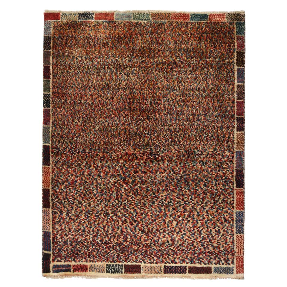 Vintage Gabbeh Tribal Rug in Polychromatic Striae and Dots Pattern by ...