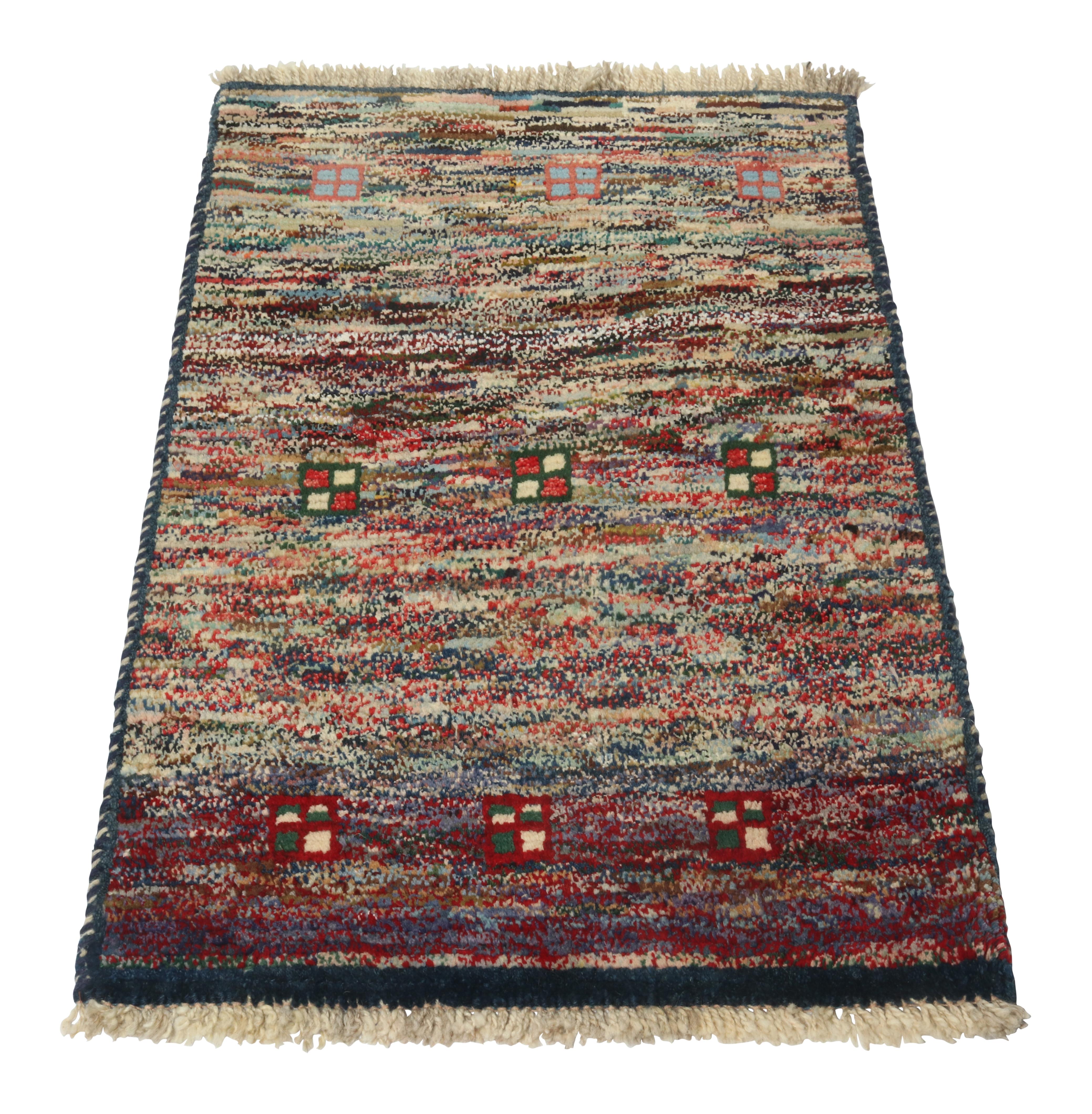 Turkish Vintage Gabbeh Tribal Rug in Polychromatic Striae and Patterns by Rug & Kilim For Sale
