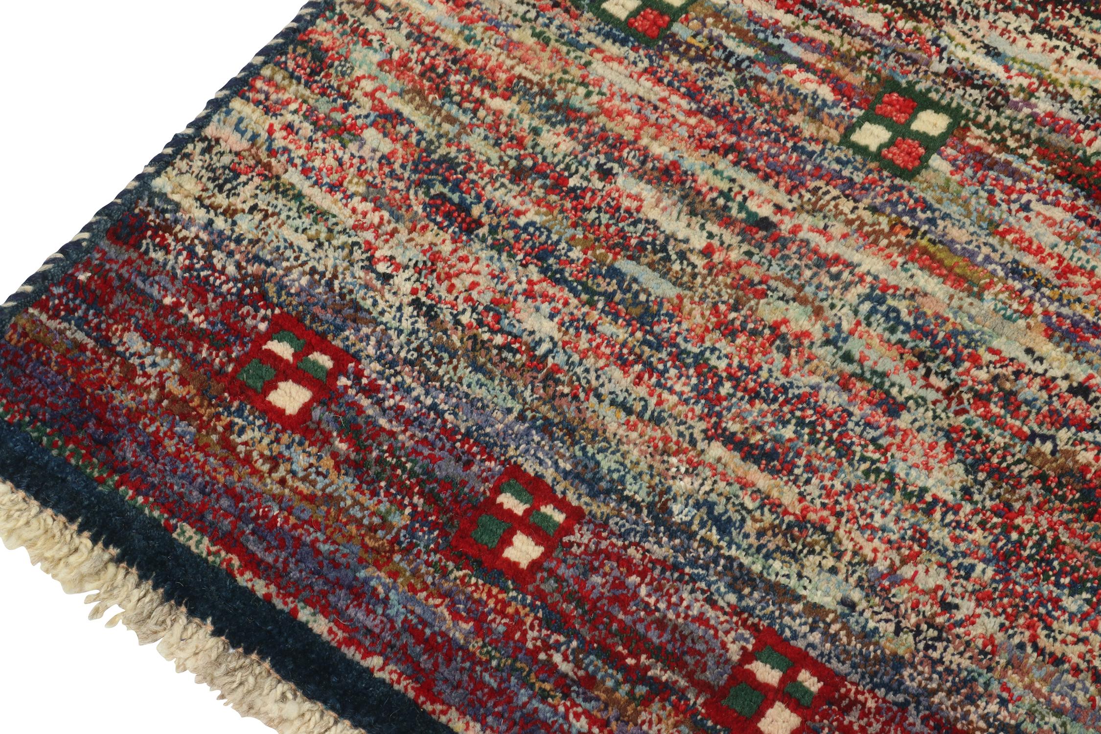 Vintage Gabbeh Tribal Rug in Polychromatic Striae and Patterns by Rug & Kilim In Good Condition For Sale In Long Island City, NY
