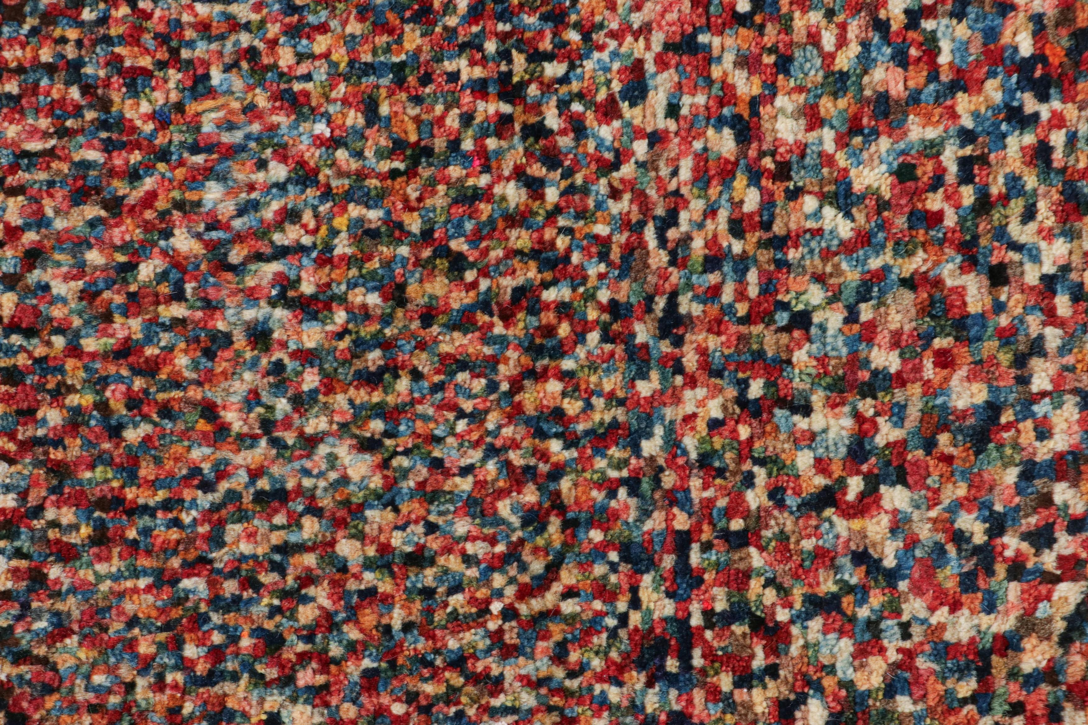 Gabbeh Tribal-Teppich im Vintage-Stil mit polychromem Striae & Dots-Muster von Teppich & Kelim (Stammeskunst) im Angebot
