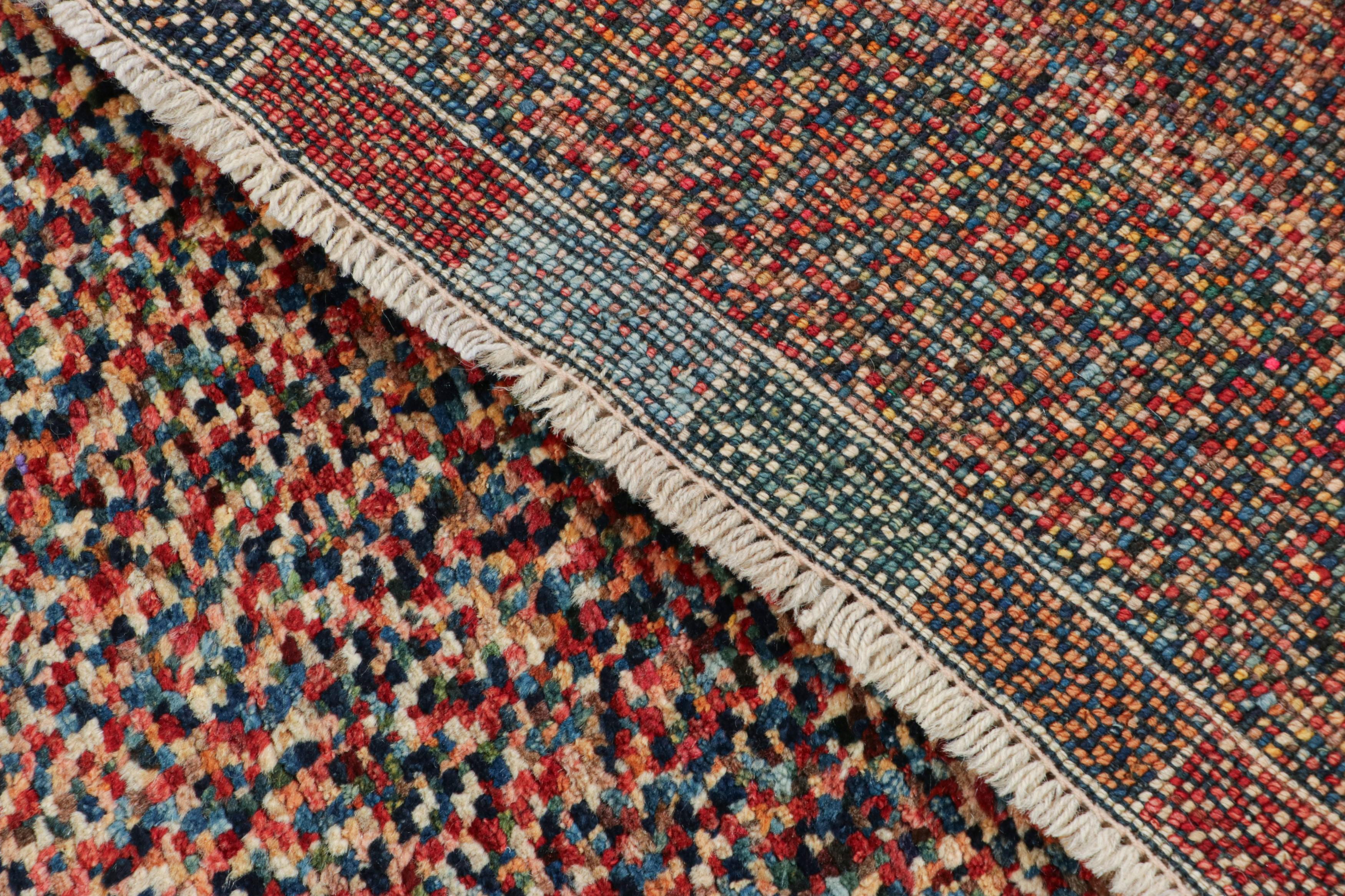 Gabbeh Tribal-Teppich im Vintage-Stil mit polychromem Striae & Dots-Muster von Teppich & Kelim (Mitte des 20. Jahrhunderts) im Angebot