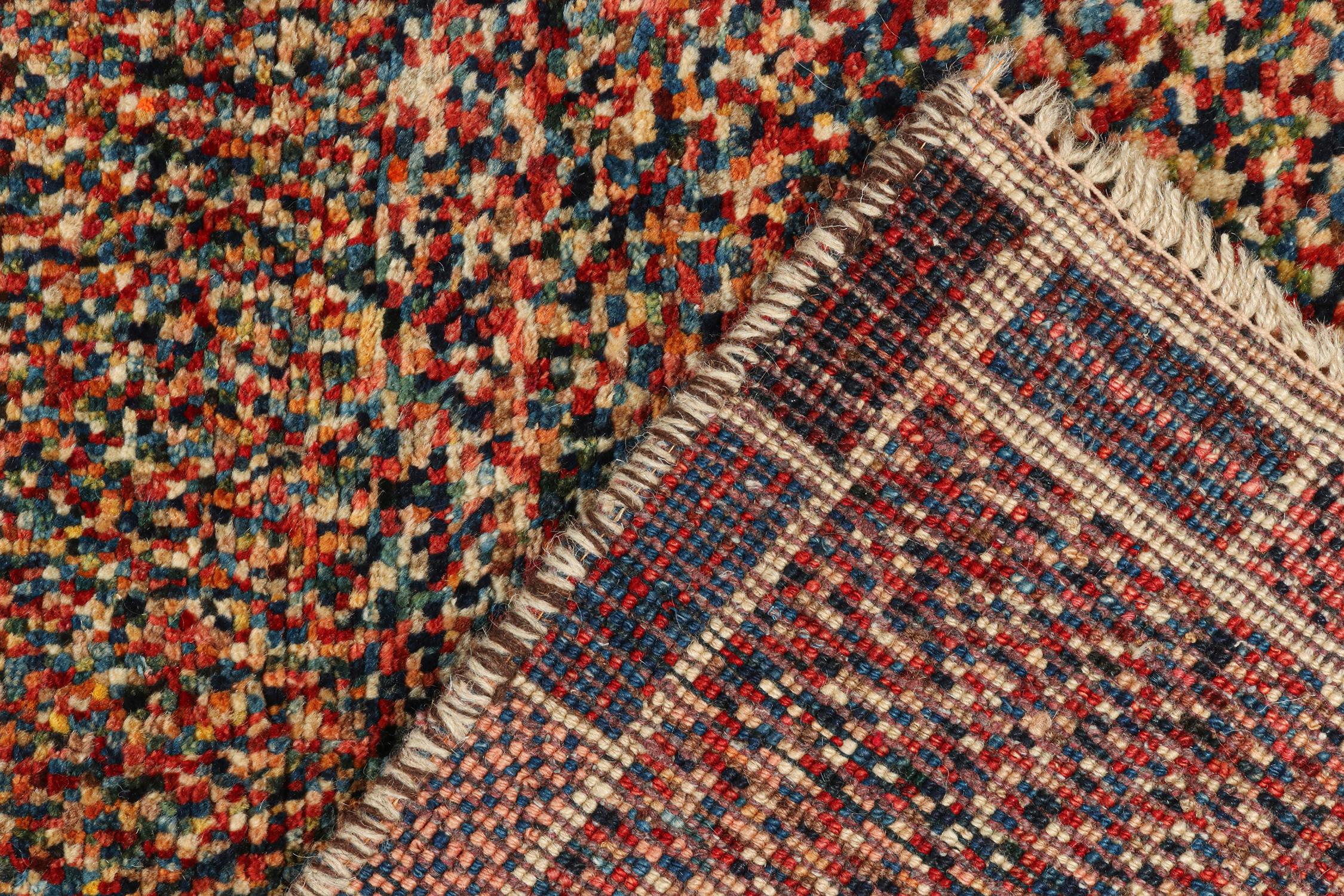 Wool Vintage Gabbeh Tribal Rug in Polychromatic Striae & Dots Pattern by Rug & Kilim For Sale