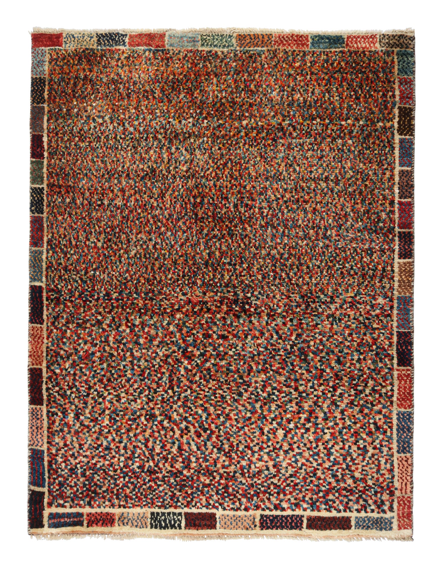 Vintage Gabbeh Tribal Rug in Polychromatic Striae & Dots Pattern by Rug & Kilim For Sale
