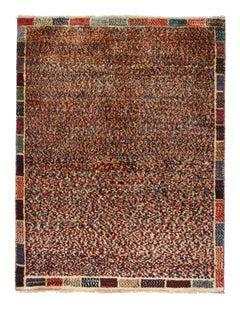 Gabbeh Tribal-Teppich im Vintage-Stil mit polychromem Striae & Dots-Muster von Teppich & Kelim