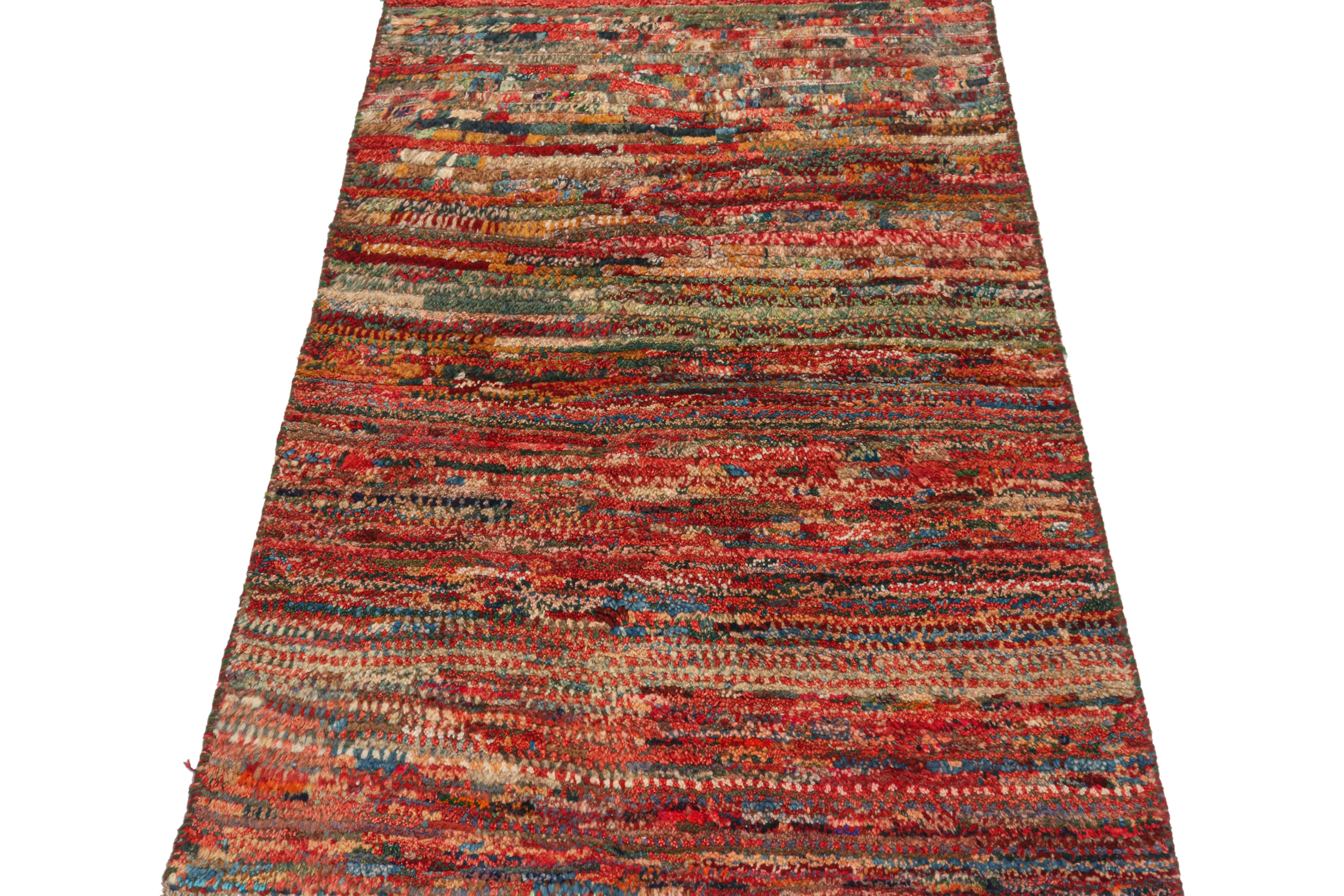 Turkish Vintage Gabbeh Tribal Rug in Polychromatic Striae Pattern by Rug & Kilim For Sale
