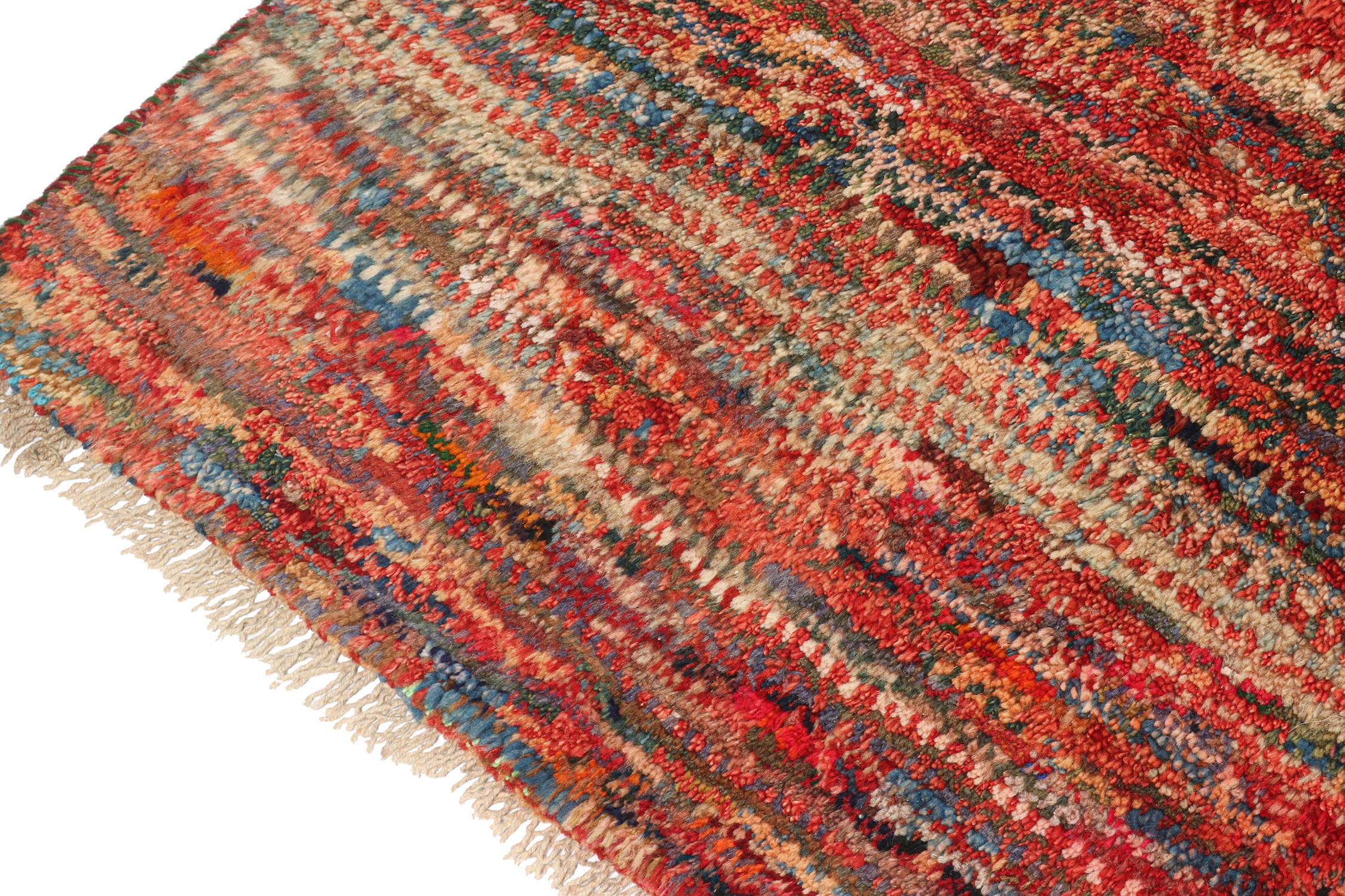 Vintage Gabbeh Tribal Rug in Polychromatic Striae Pattern by Rug & Kilim In Good Condition For Sale In Long Island City, NY