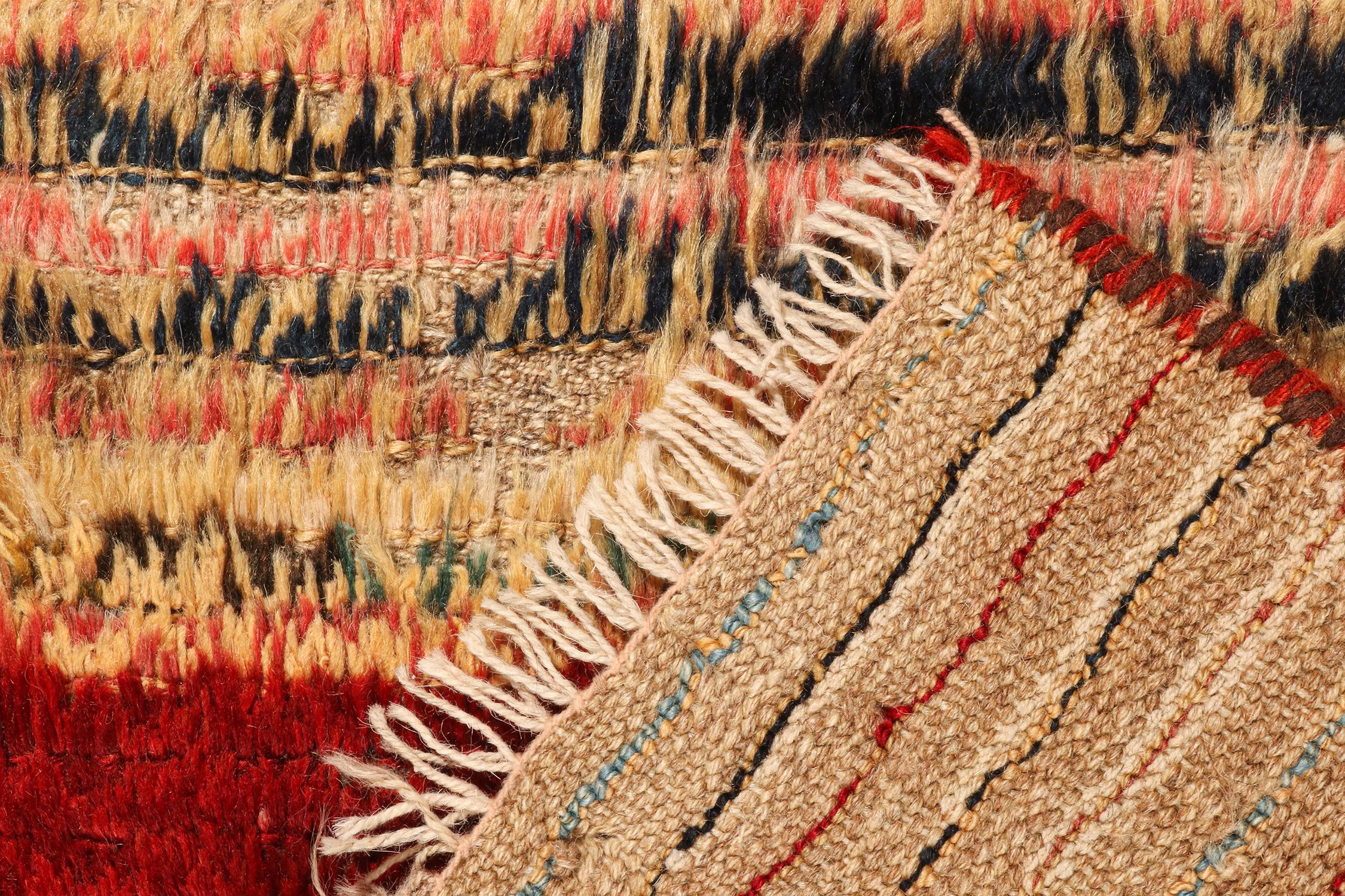Wool Vintage Gabbeh Tribal Rug in Polychromatic Striae Pattern by Rug & Kilim For Sale