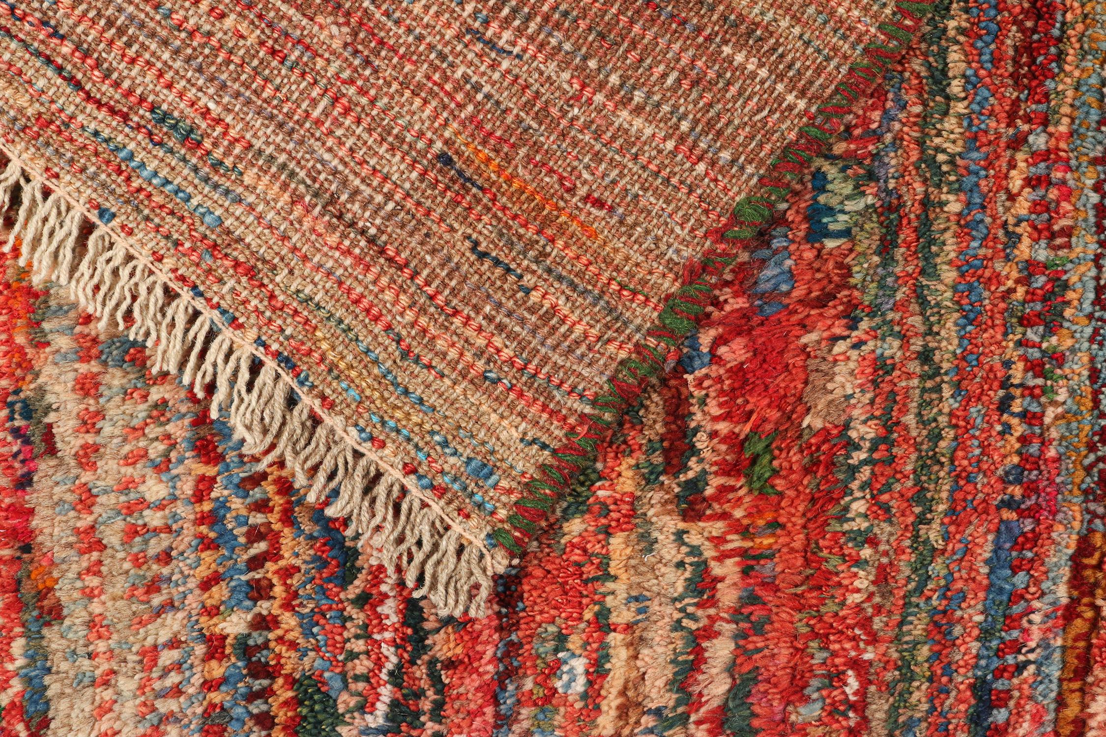 Wool Vintage Gabbeh Tribal Rug in Polychromatic Striae Pattern by Rug & Kilim For Sale