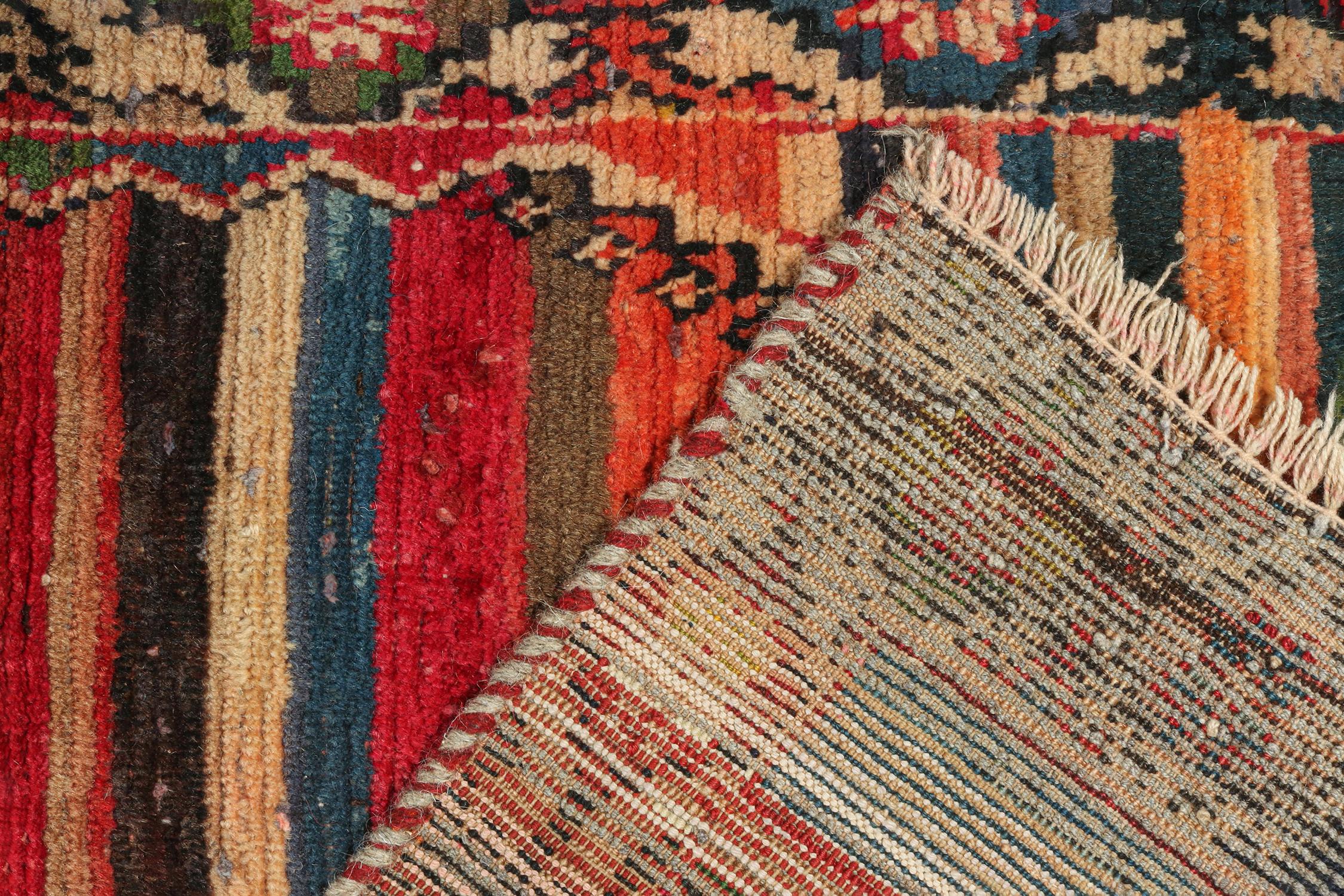 Wool Vintage Gabbeh Tribal Rug in Polychromatic Stripes Patterns by Rug & Kilim For Sale