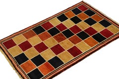 Vintage Gabbeh Tribal Rug in Red, Gold & Black Geometric Pattern by Rug & Kilim