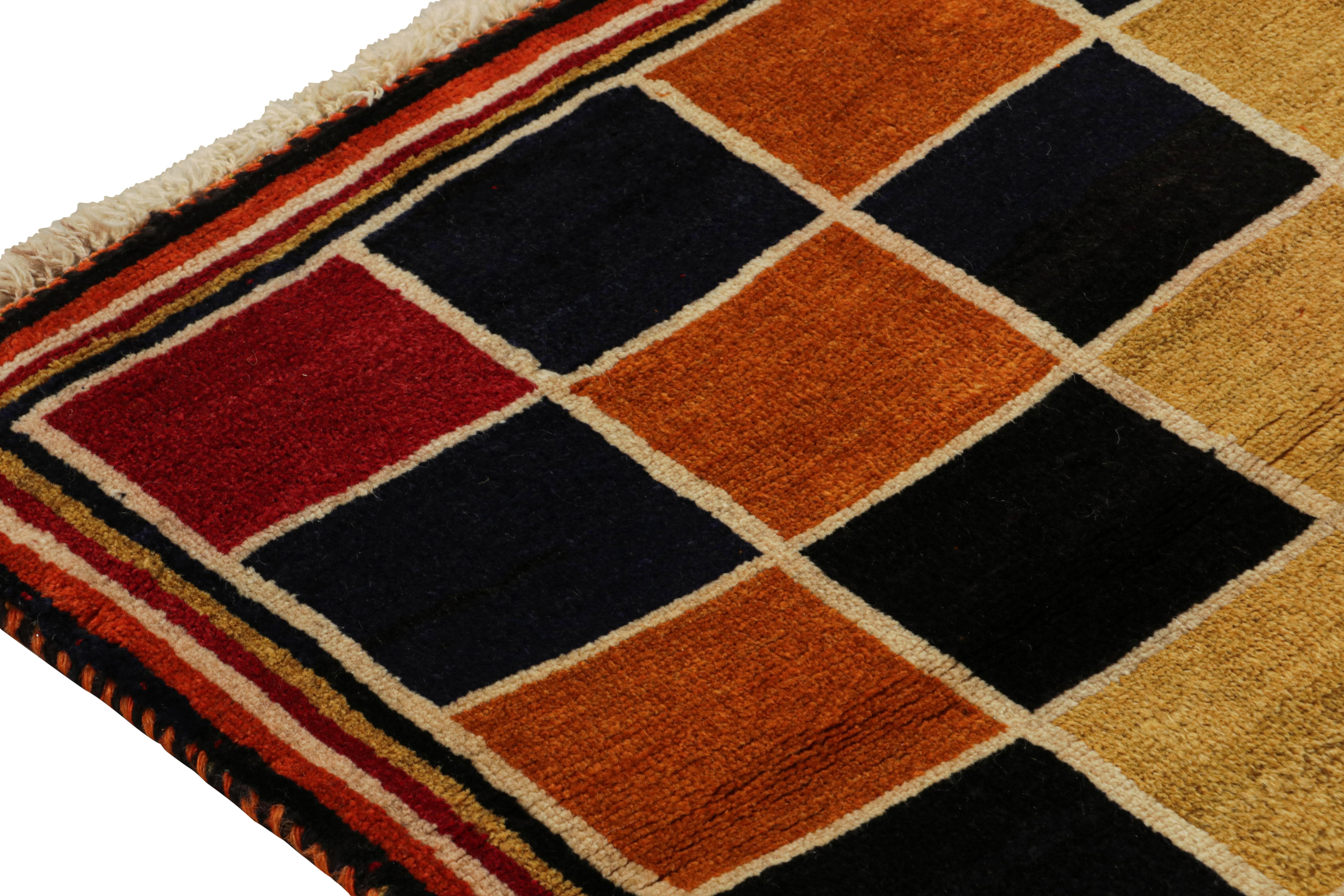 Vintage Gabbeh Tribal Rug in Red, Gold & Black Geometric Pattern by Rug & Kilim In Good Condition For Sale In Long Island City, NY