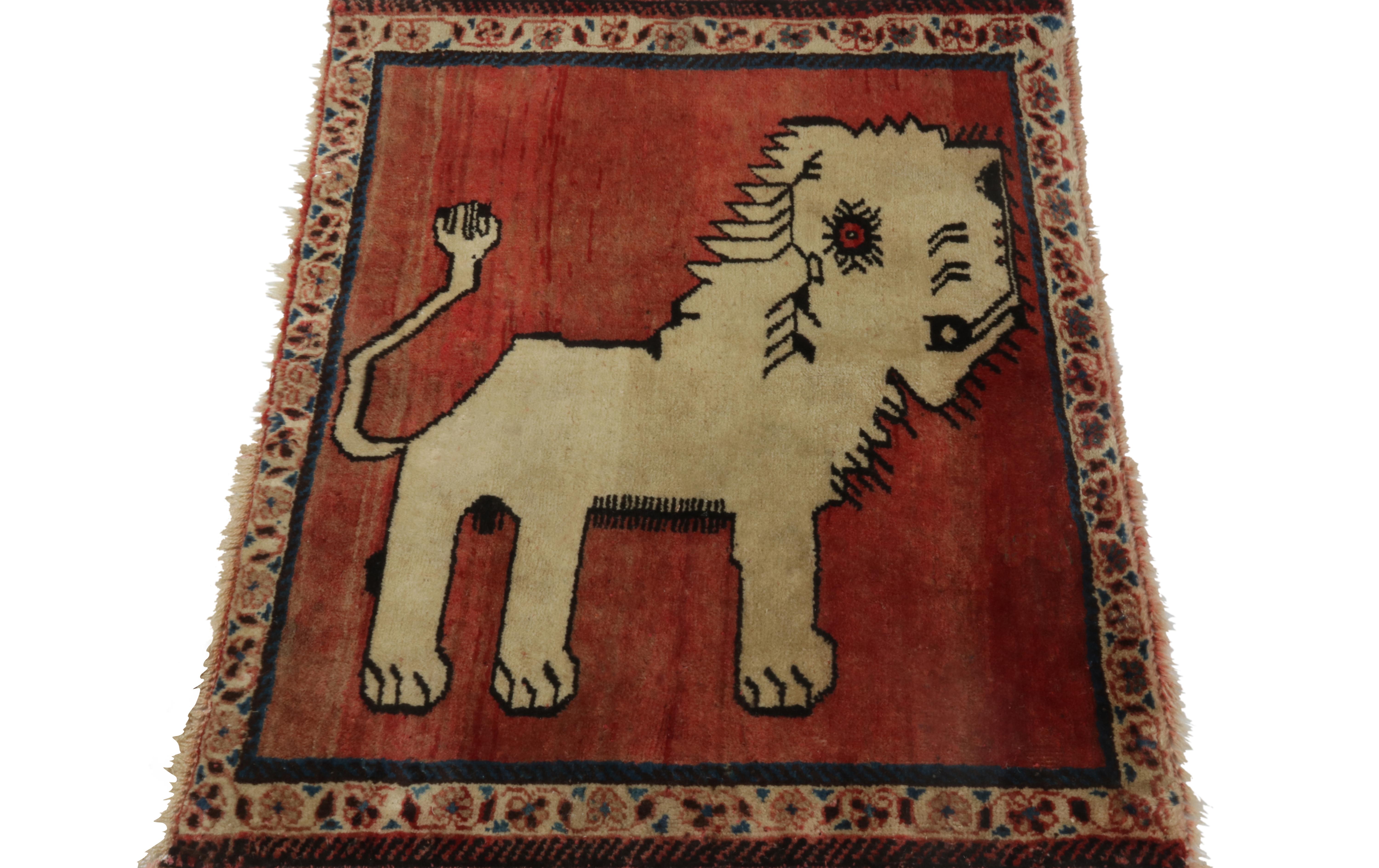 This vintage 2x2 Gabbeh Persian rug is from the latest entries in Rug & Kilim’s rare tribal curations. Hand-knotted in wool circa 1950-1960.

Further on the design:

This tribal provenance is one of the most primitive, and collectible