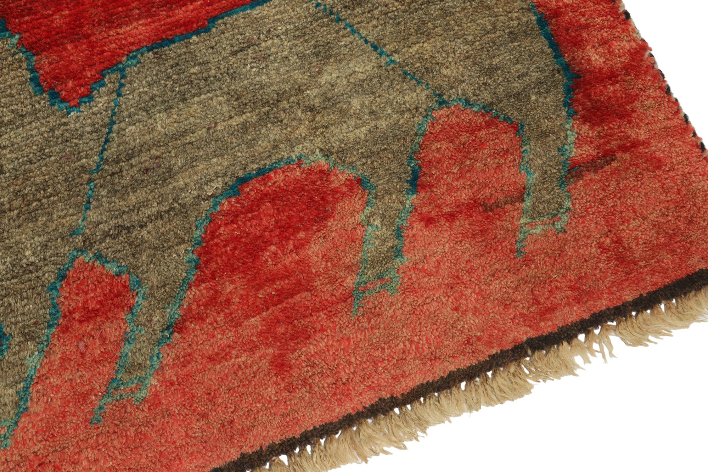Vintage Gabbeh Tribal Rug in Red with Beige-Brown Pictorial by Rug & Kilim In Good Condition For Sale In Long Island City, NY