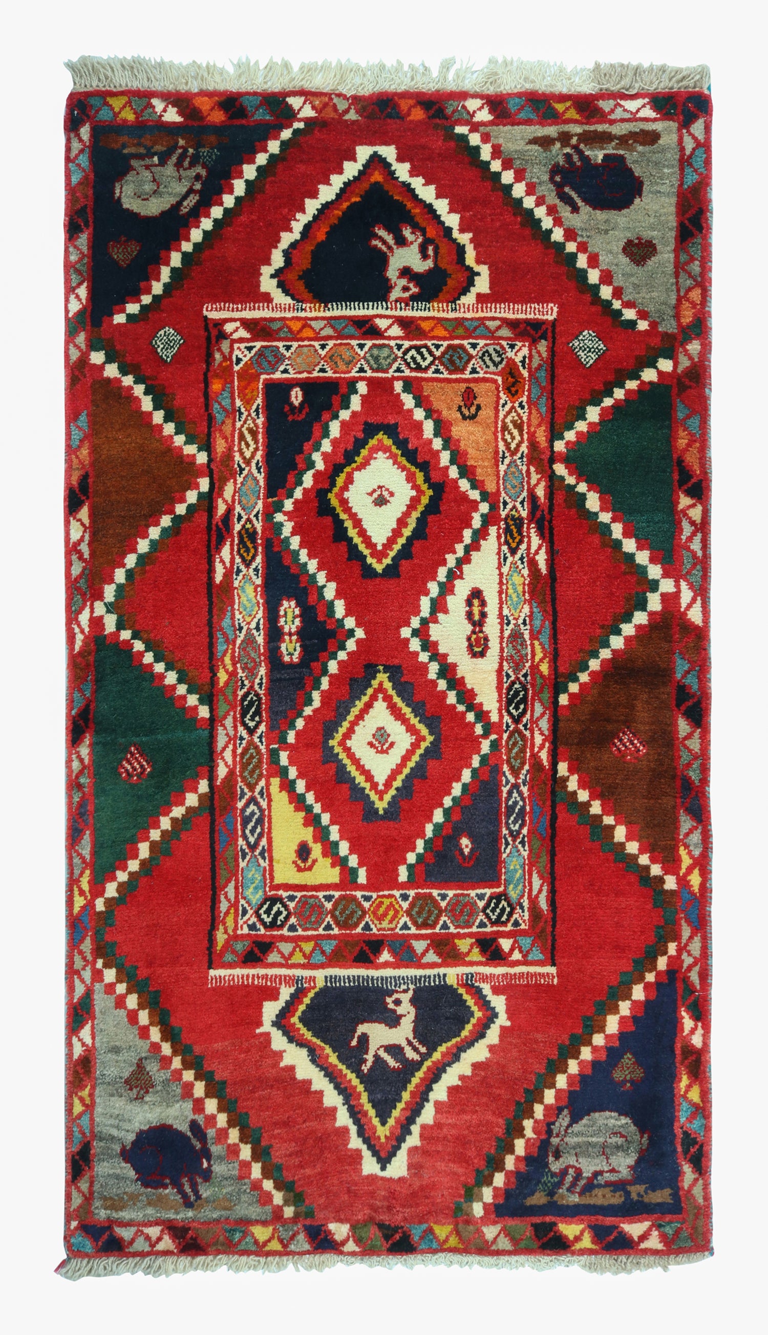 Vintage Gabbeh Tribal Rug in Vibrant Multicolor Geometric Pattern by Rug & Kilim