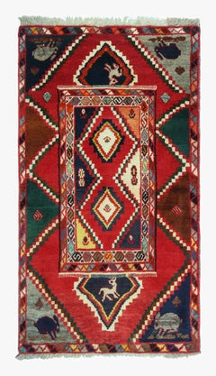 Vintage Gabbeh Tribal Rug in Vibrant Multicolor Geometric Pattern by Rug & Kilim