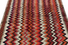 Vintage Gabbeh Tribal Rug, Persian Rug in Gray Colorful Chevrons - Rug & Kilim
