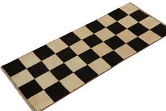 Vintage Gabbeh Tribal Runner in Beige, Black Geometric Pattern by Rug & Kilim