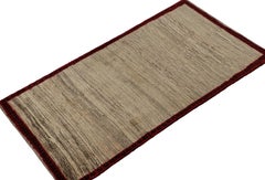 Vintage Gabbeh Tribal Runner in Beige, Gray, Red & Black Border by Rug & Kilim