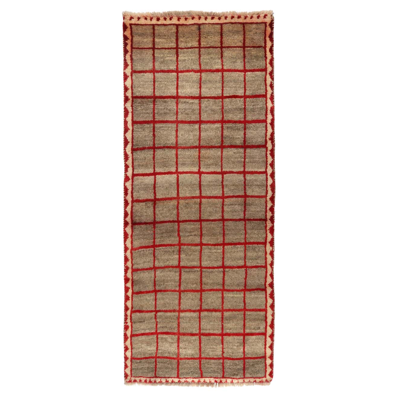 Vintage Gabbeh Tribal Runner in Gray, Beige Geometric Pattern by Rug ...