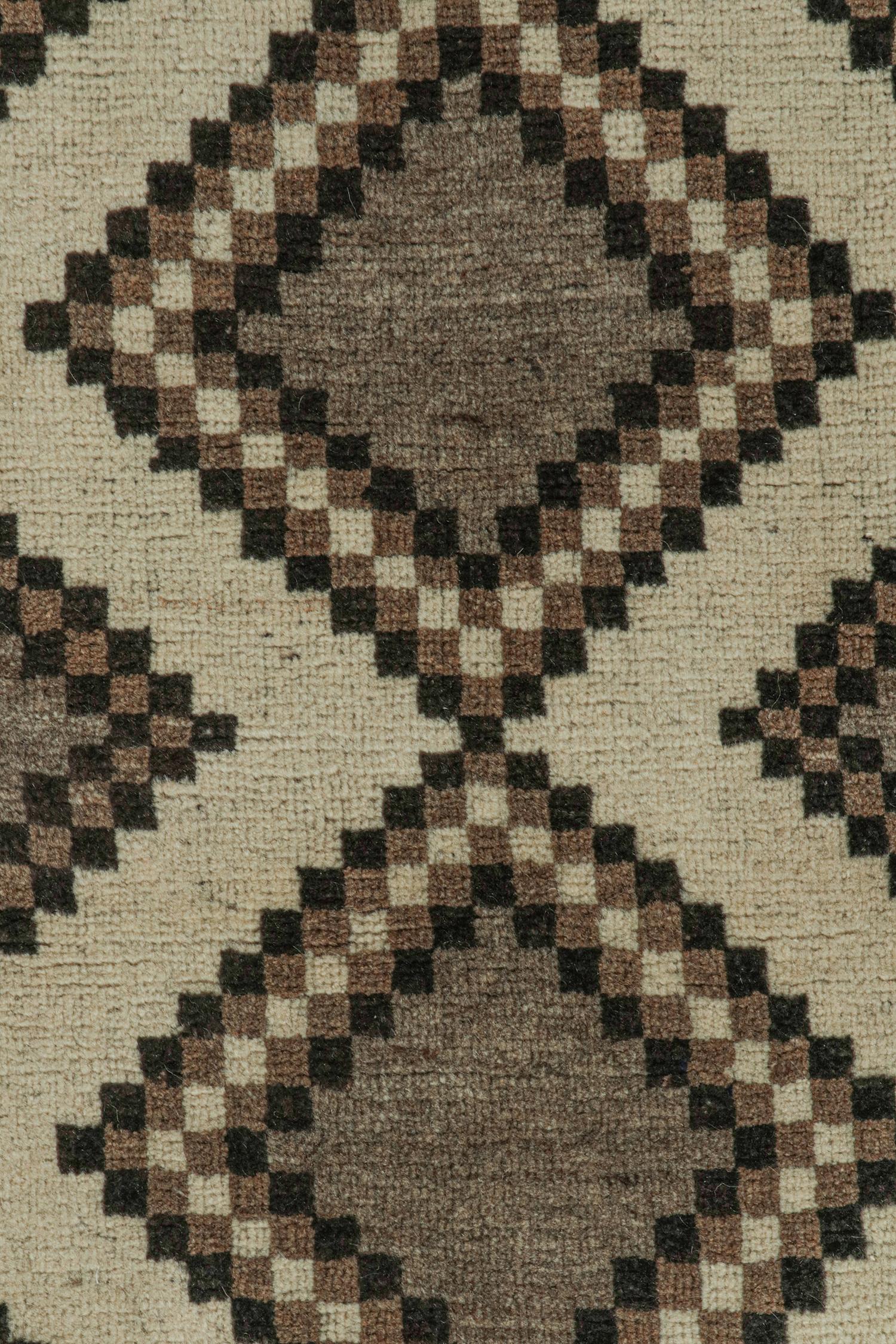 Mid-20th Century Vintage Gabbeh Tribal Runner in Gray with Beige-Brown by Rug & Kilim For Sale