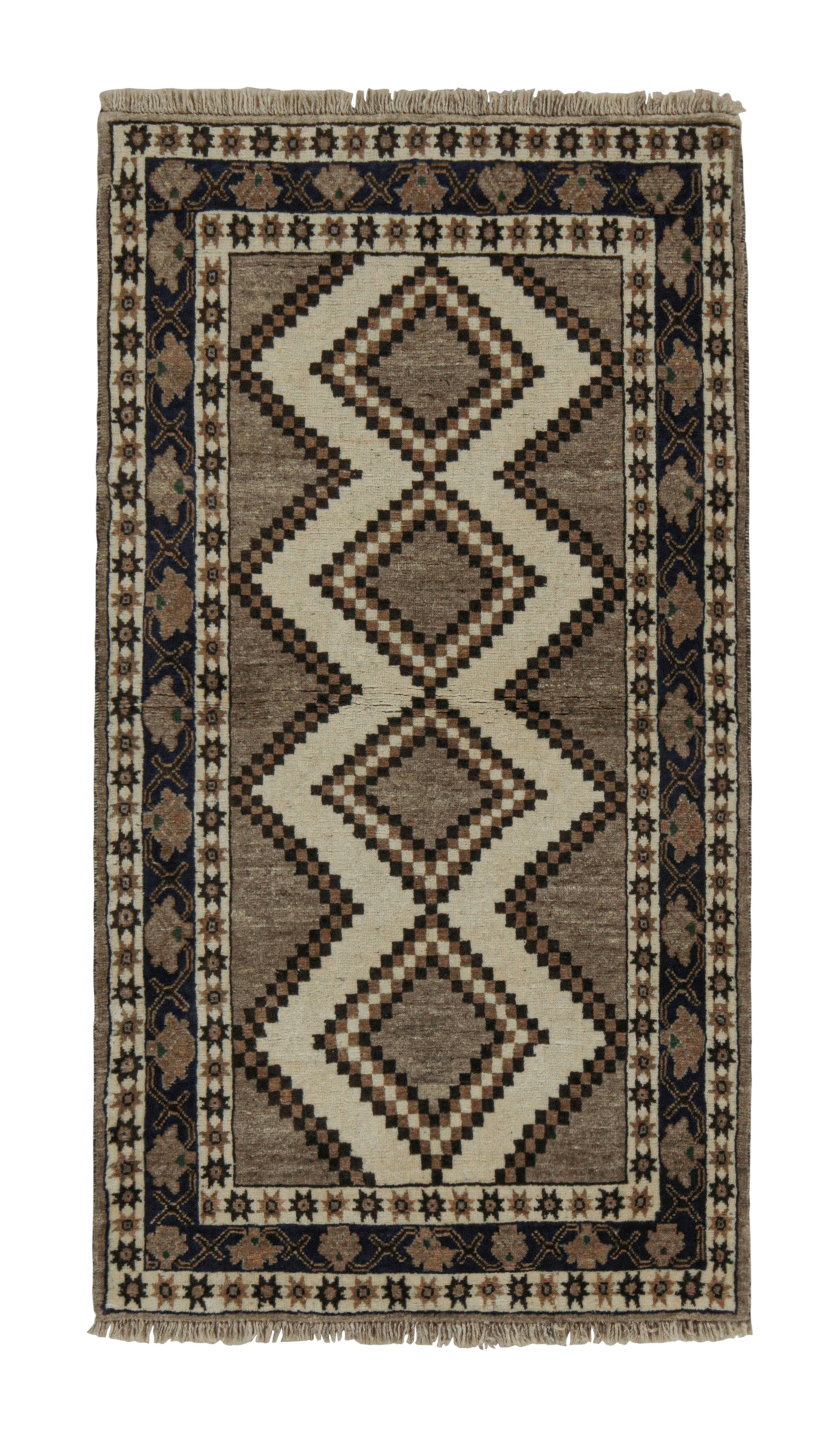 Vintage Gabbeh Tribal Runner in Gray with Beige-Brown by Rug & Kilim For Sale