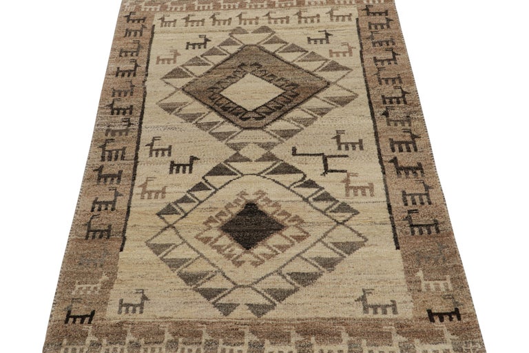 Vintage Gabbeh Tribal Runner in Grey and Brown Pictorial Patterns by ...