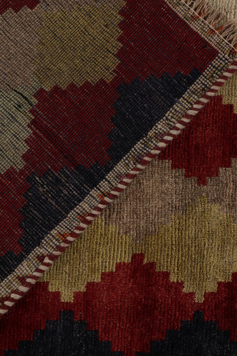 Vintage Gabbeh Tribal Runner in Red and Beige Diamond Patterns by Rug ...