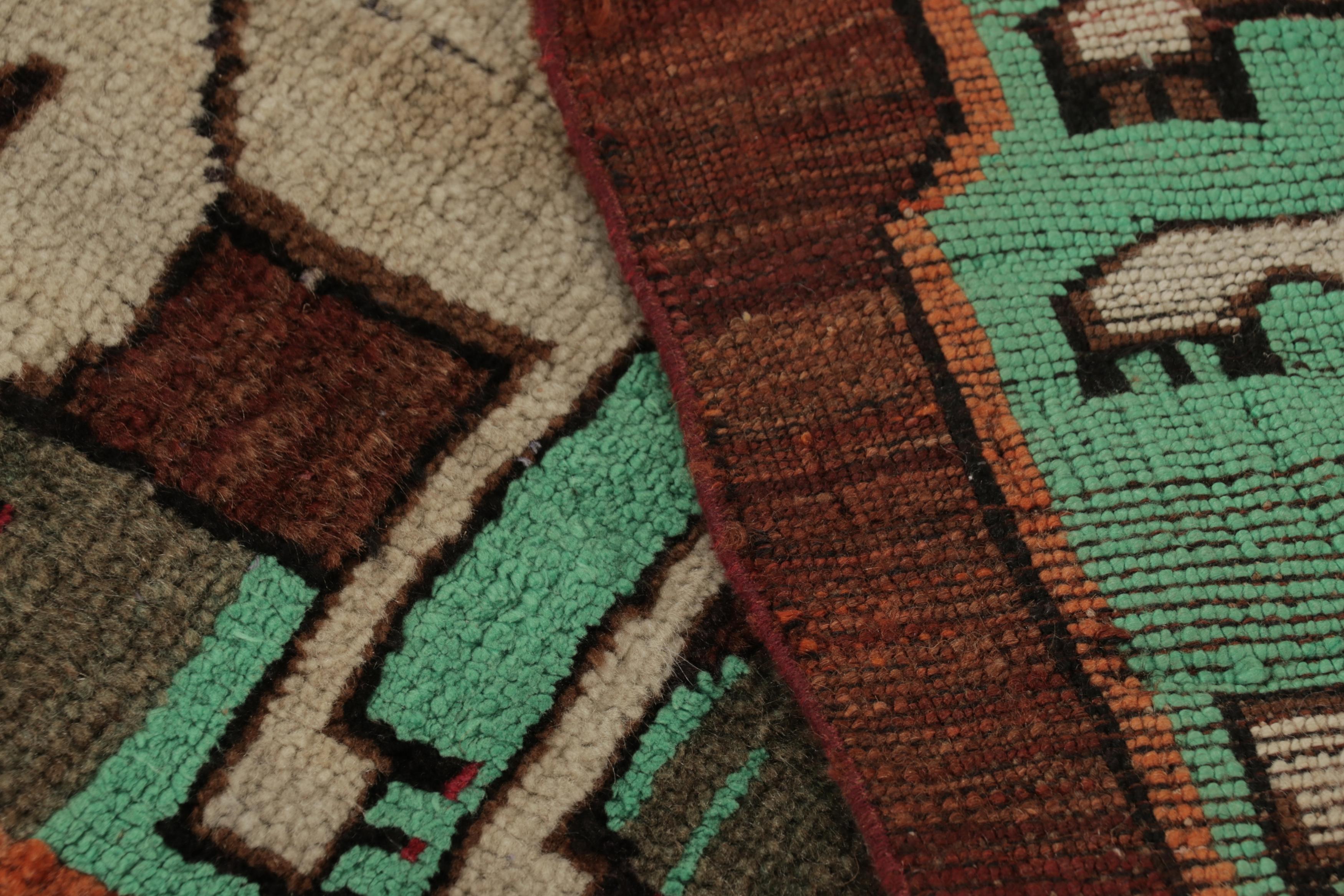 Lana Tappeto turco Gabbeh vintage, beige-marrone con due leoni pittorici - Rug & Kilim in vendita