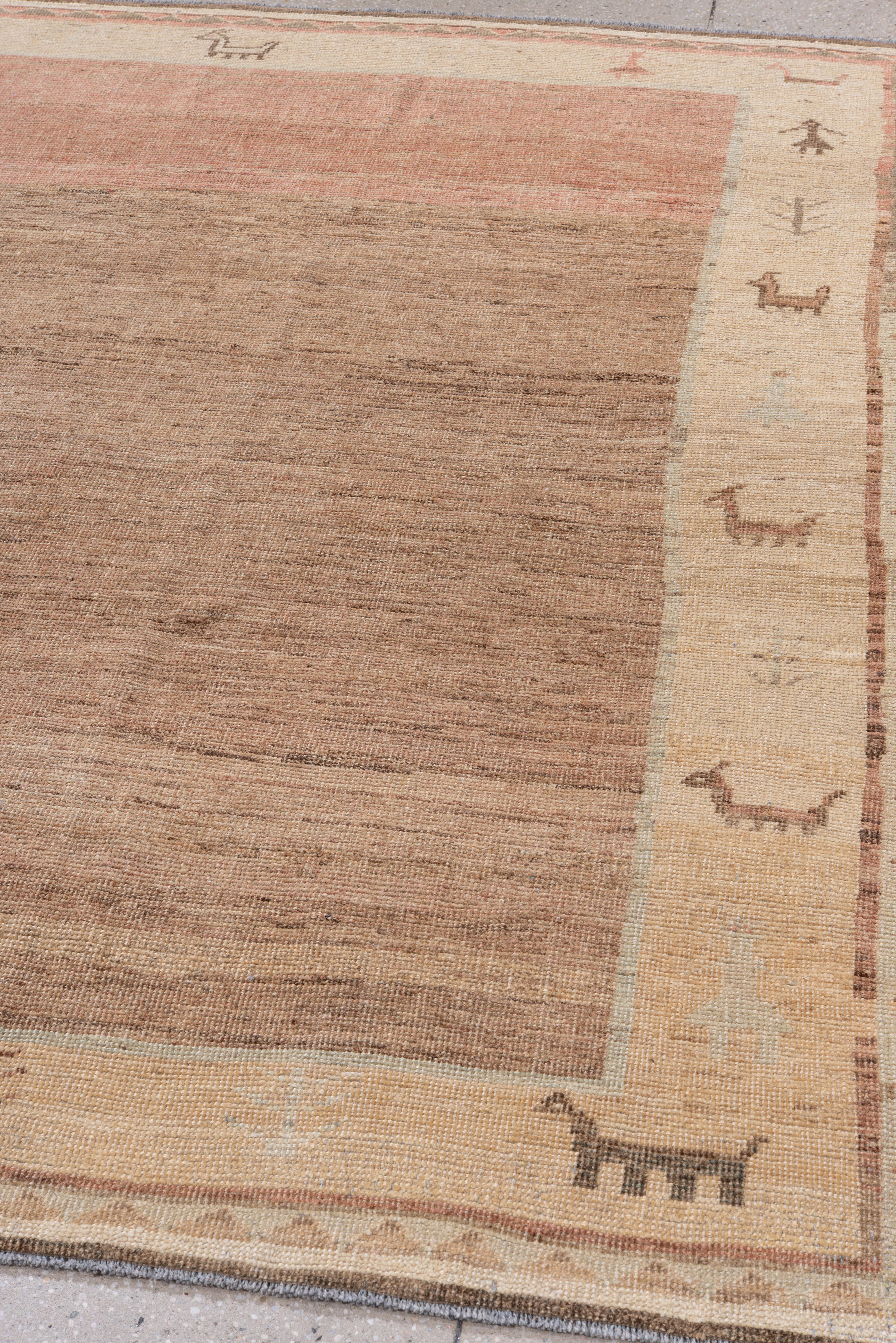 20th Century Vintage Gabbeh with Playful Animal Motifs in Earth Tones For Sale