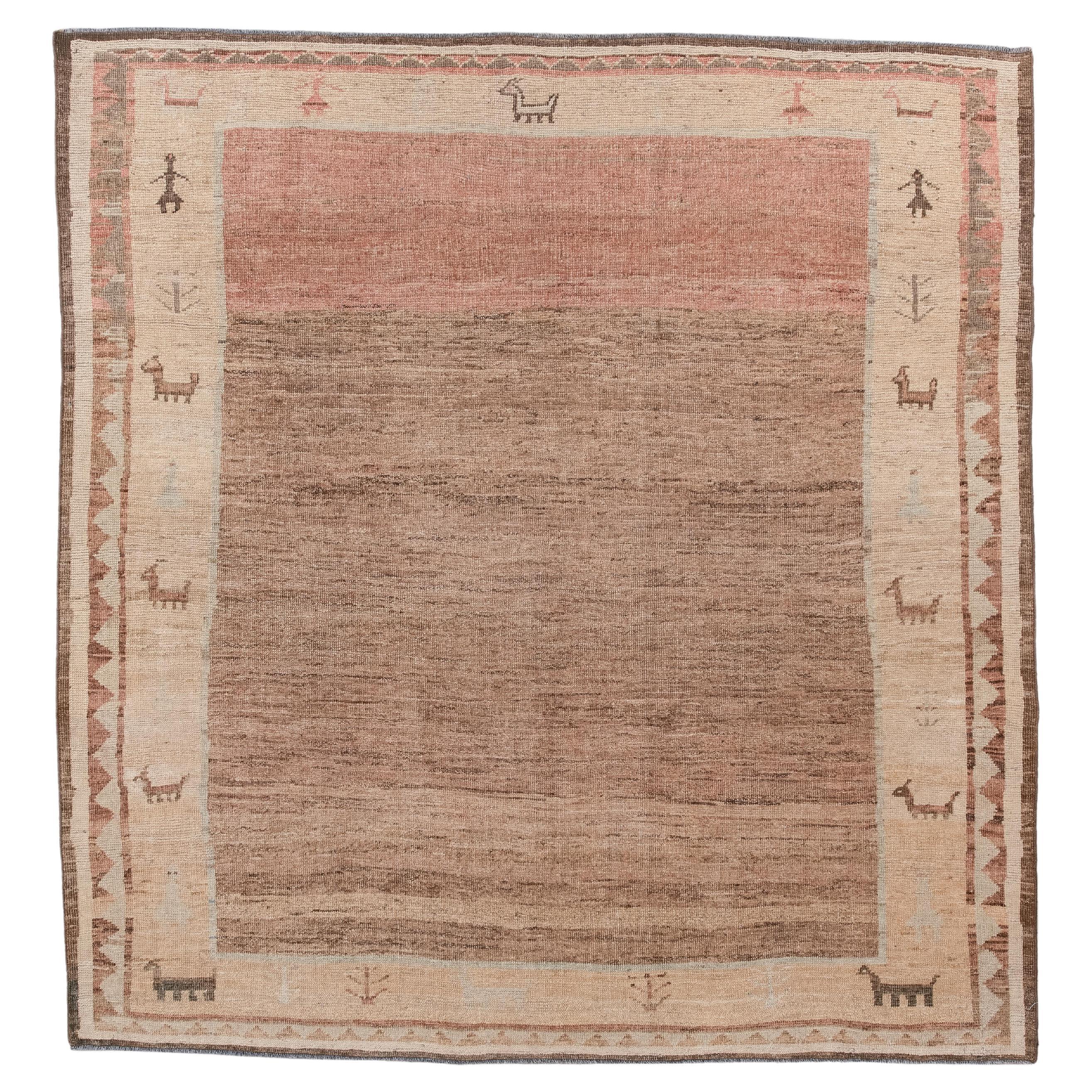 Vintage Gabbeh with Playful Animal Motifs in Earth Tones For Sale