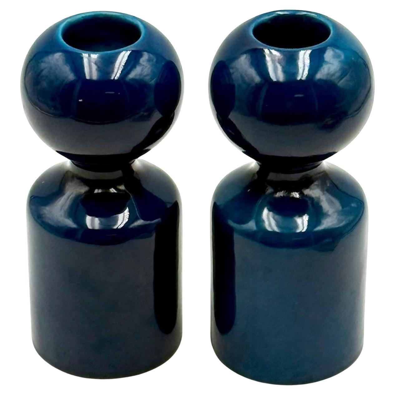 Vintage Gabbianelli Candleholders 1970s Italian Pottery by Liisi Beckmann