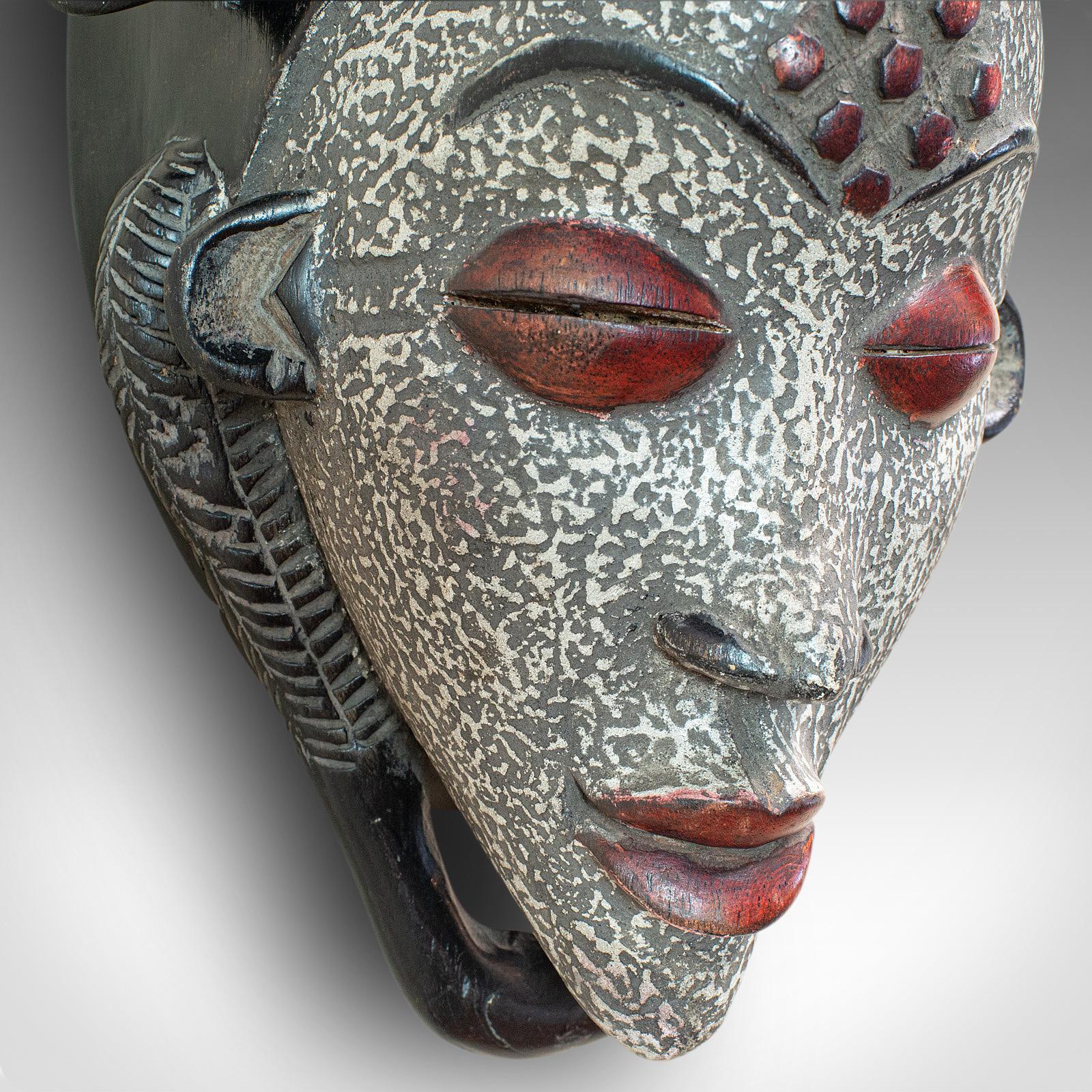 Vintage Gabonese Punu Mask, African, Tropical Hardwood, Decorative, Tribal, 1970 4